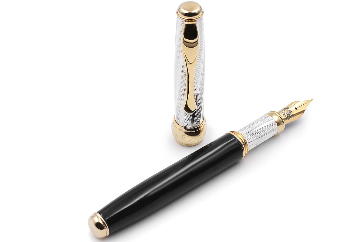 Silver and Horn Fountain Pen with Gold Accents - view 6