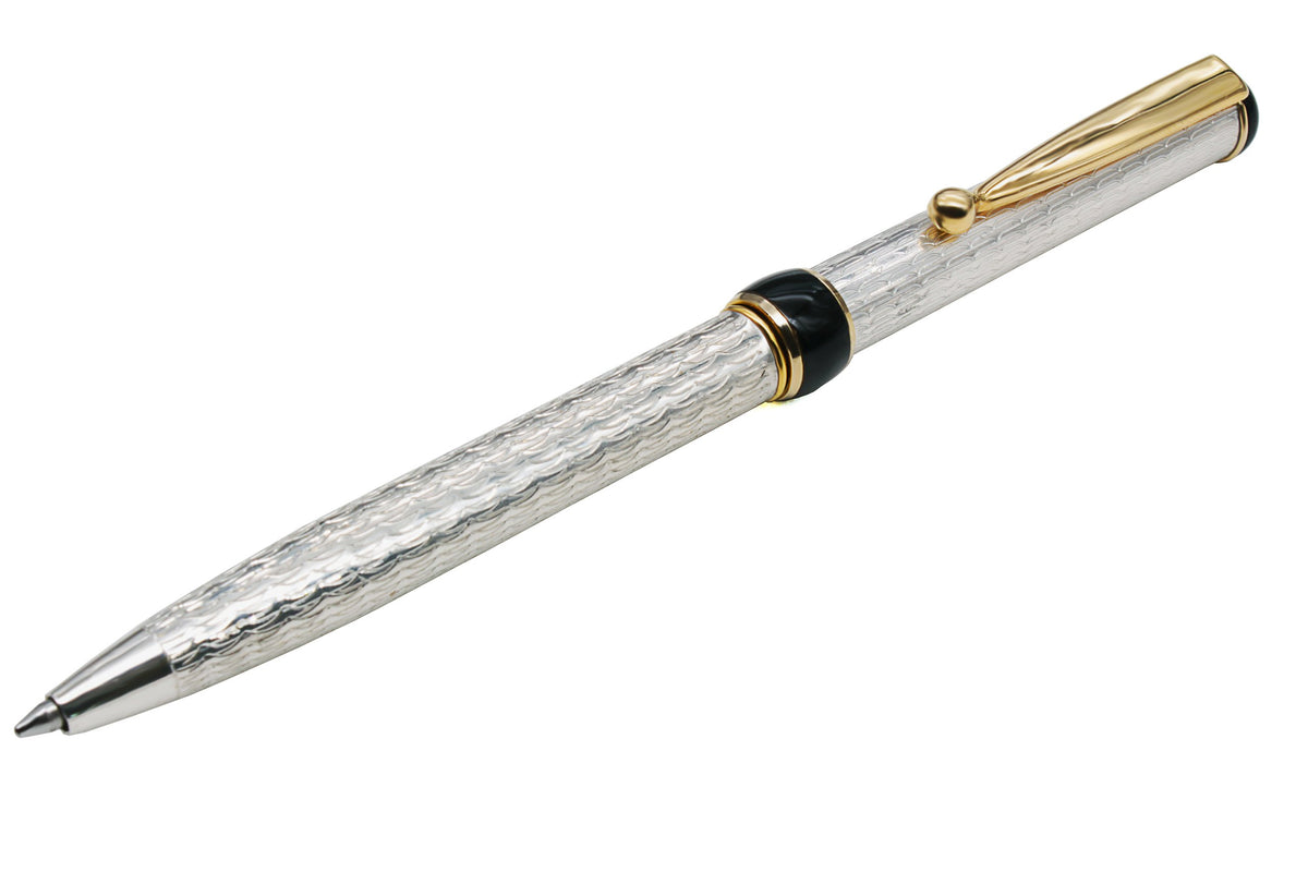Kugelschreiber aus Silber, vergoldet, Guilloché-Muster