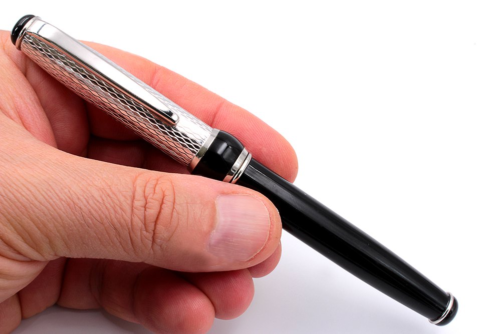 Penna Stilografica Argento e Lacca Nera - vista 11