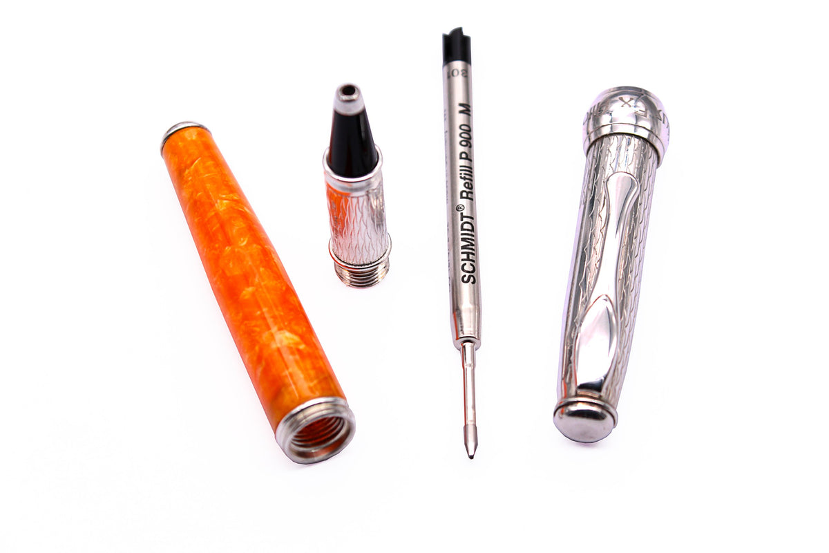 Penna Roller Argento e Resina Arancione - vista 6
