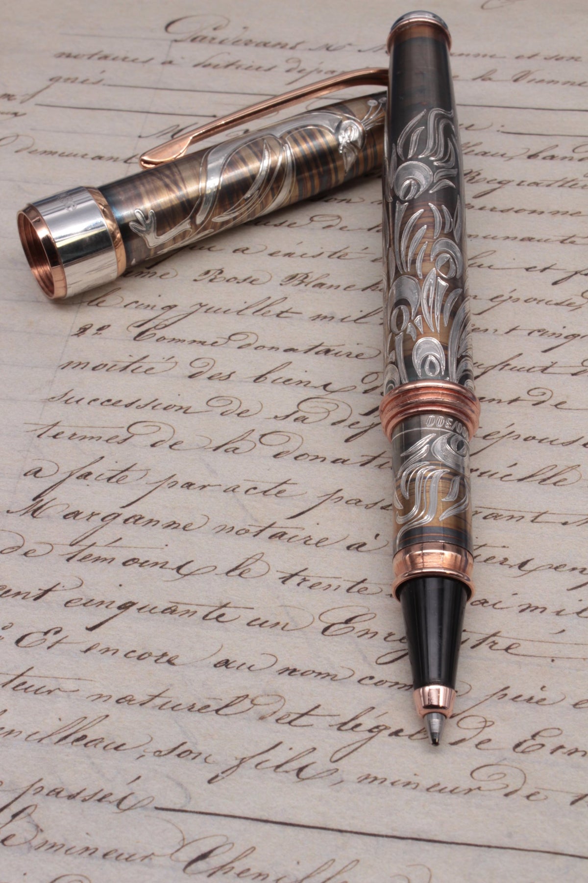 Handcrafted Sterling Silver Fountain Pen – Peacock Edition - view 4