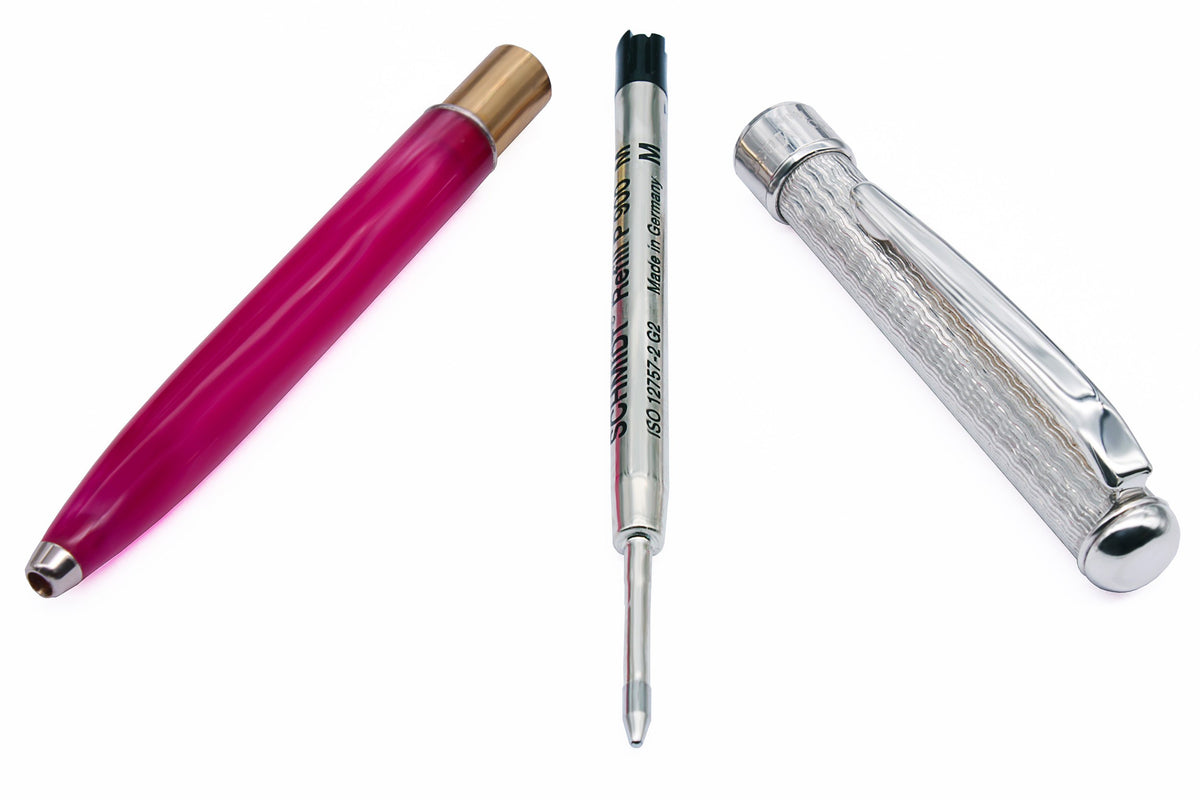 Stylo bille en argent et rose - vue 4