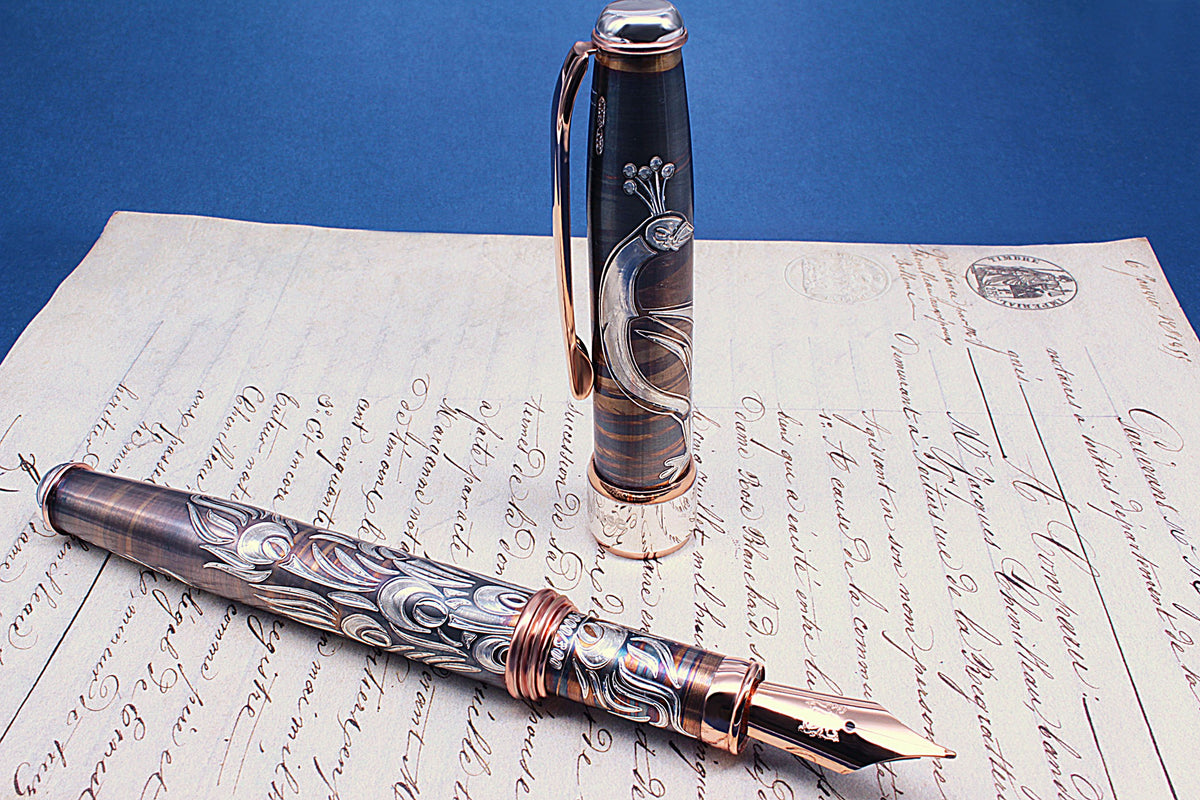 Handcrafted Sterling Silver Fountain Pen – Peacock Edition - view 2
