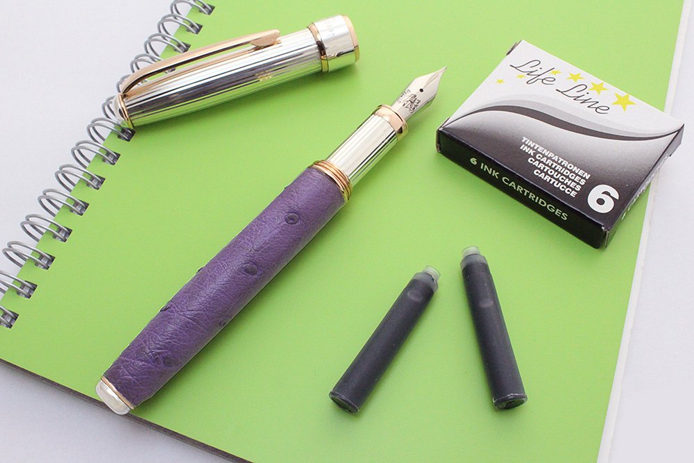 Stylo plume en cuir d'autruche - vue 6