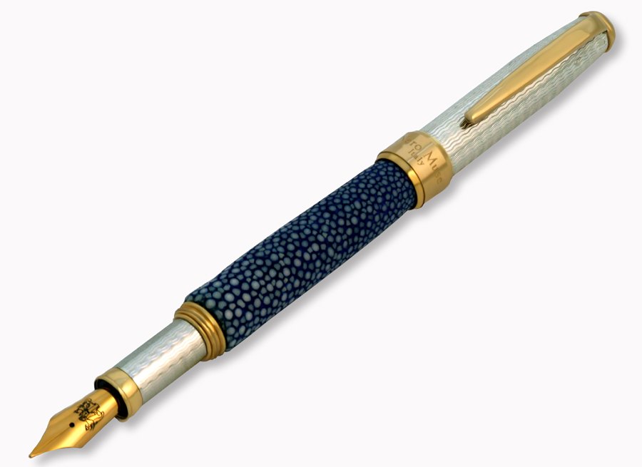 Silver and Blue Stingray Fountain Pen - view 3