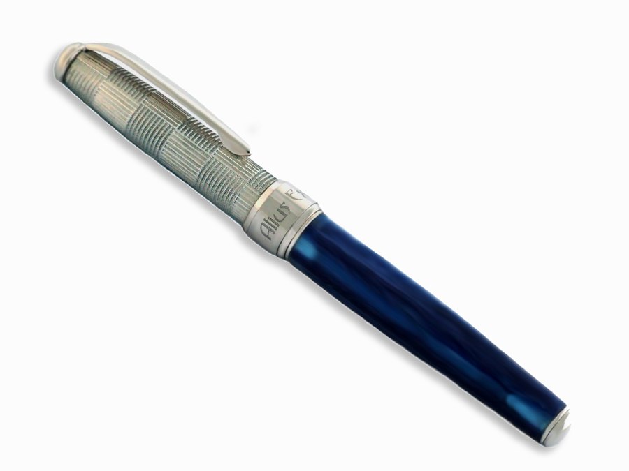 Pluma estilográfica de resina azul claro y plata - vista 2