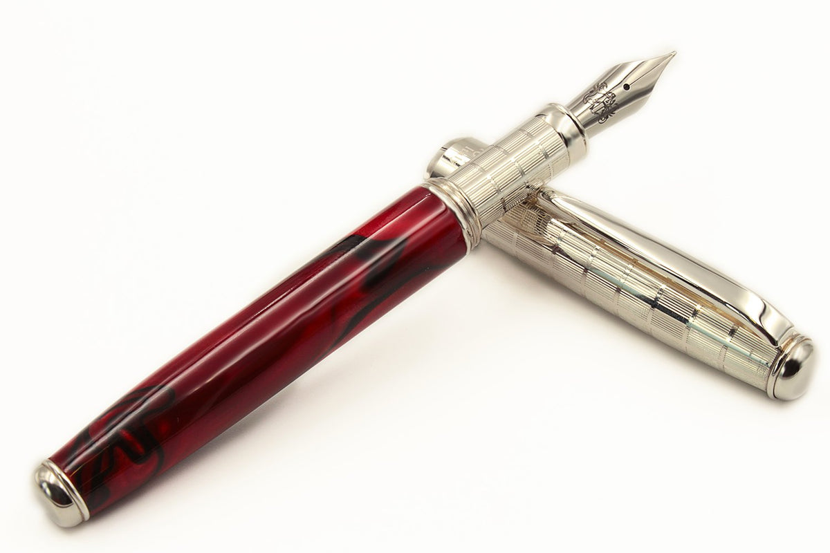 Fountain Pen Silver and Bordeaux