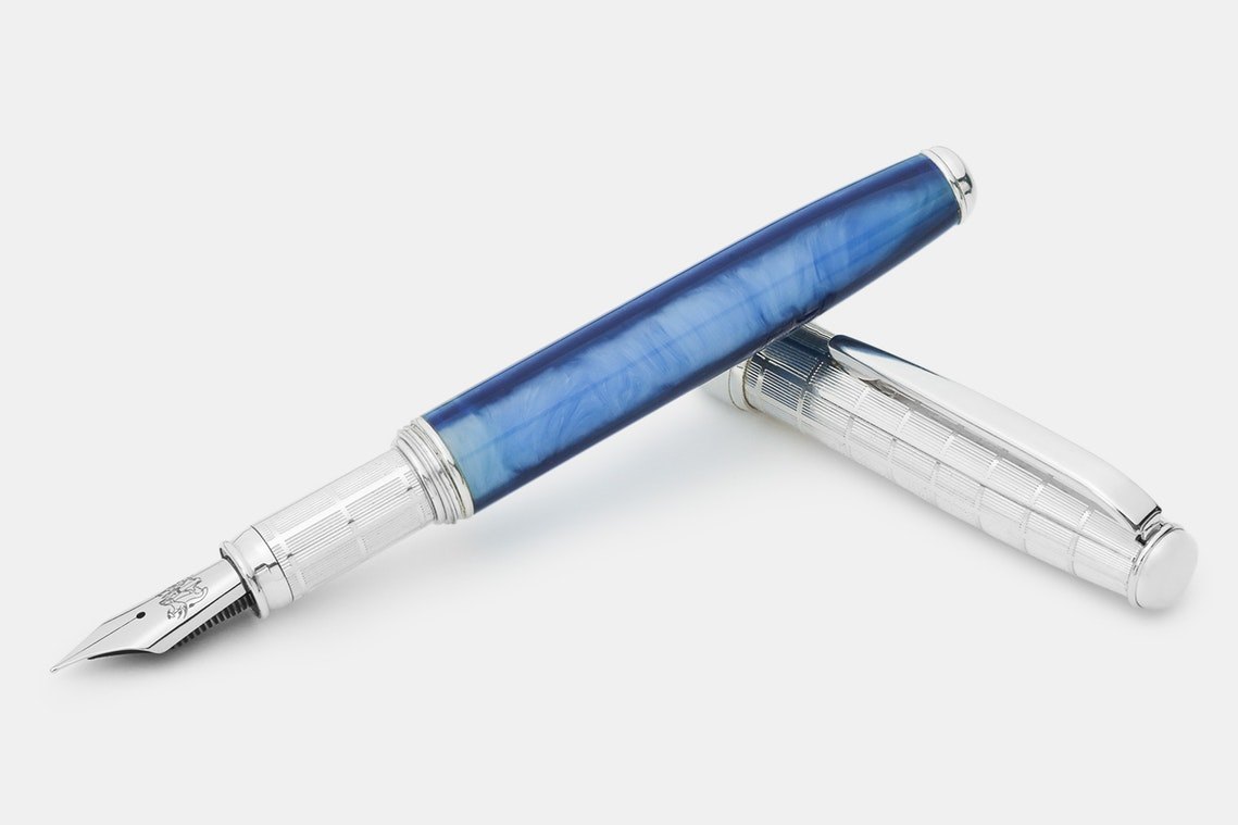 Silver Fountain Pen Shades of Blue