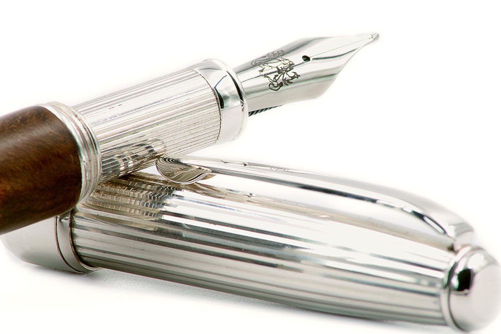 Penna Stilografica Noce e Argento - vista 6