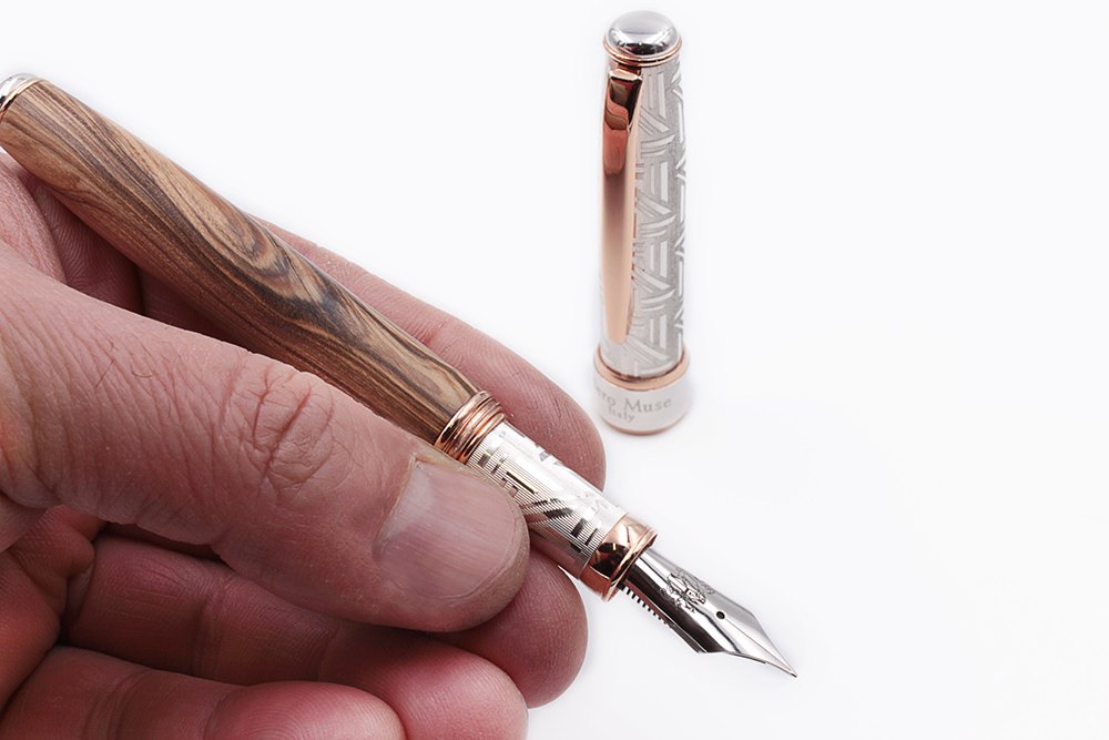 Silver and Olive Wood Fountain Pen - view 4
