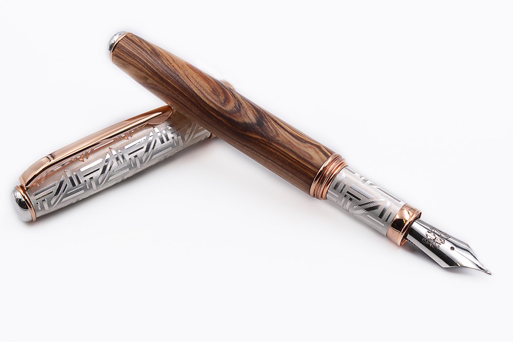 Silver and Olive Wood Fountain Pen - view 3