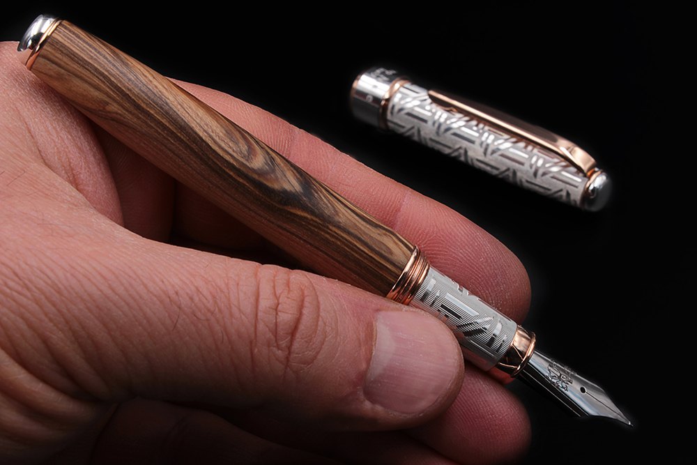 Silver and Olive Wood Fountain Pen - view 10