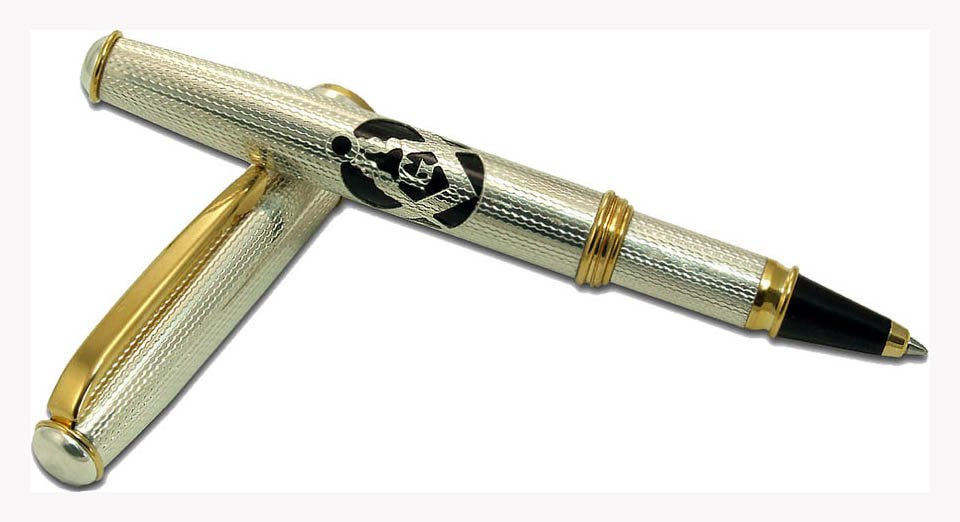 Tintenroller aus Silber Winkel und Zirkel