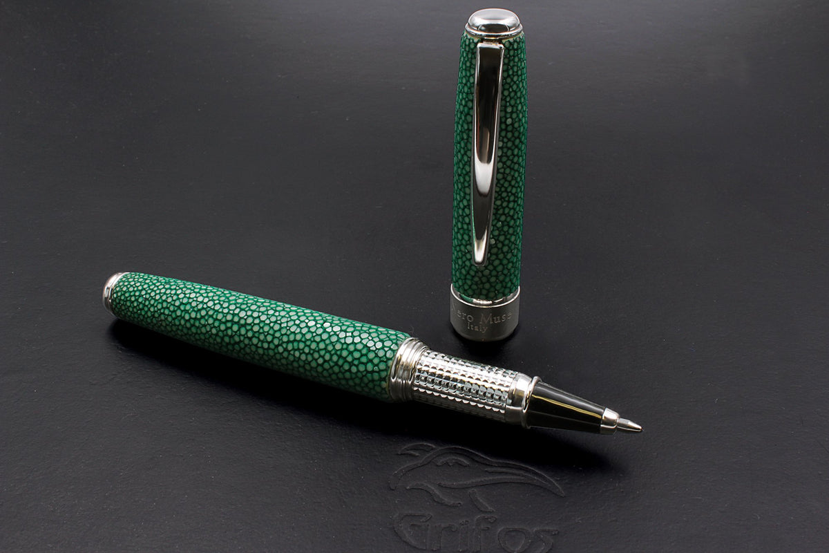 Stylo roller en cuir de raie vert - vue 6