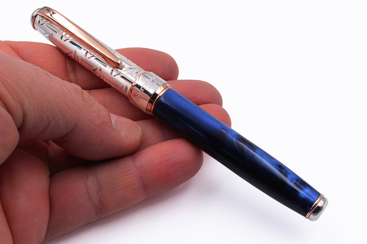Penna Roller Argento e Resina Blu Oltremare - vista 4