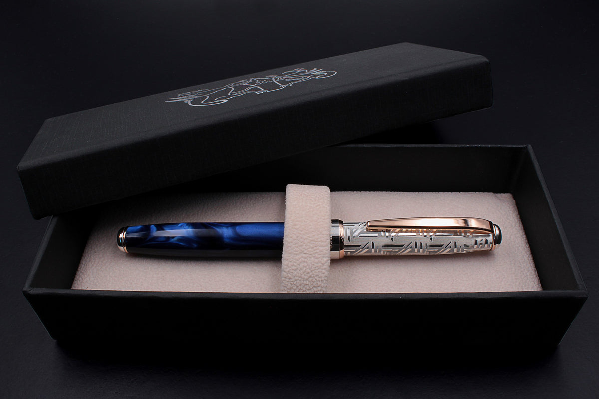 Penna Roller Argento e Resina Blu Oltremare - vista 7