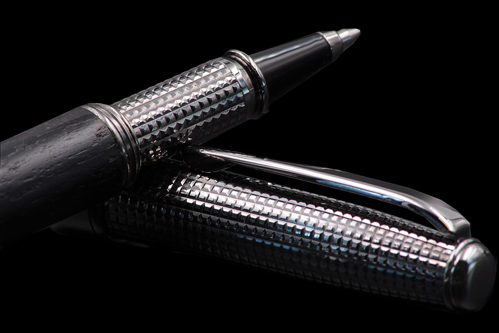Bog Oak and Silver Rollerball Pen - view 2