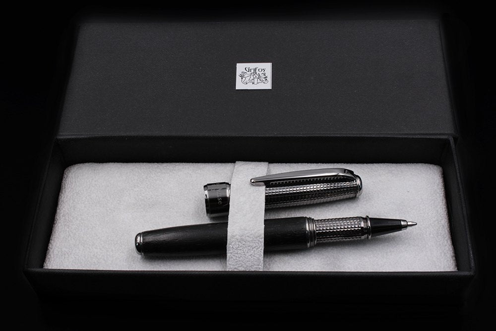Bog Oak and Silver Rollerball Pen - view 8