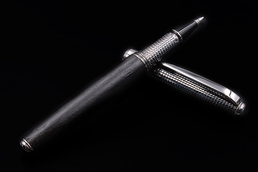 Bog Oak and Silver Rollerball Pen - view 3