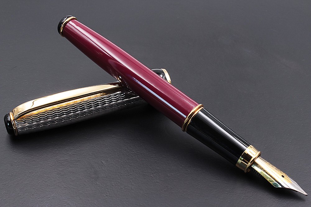 Silver and Bordeaux Lacquer Fountain Pen