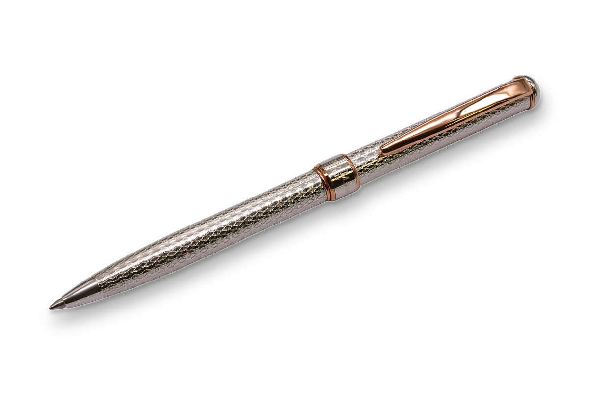 Silver Ballpoint Pen Red Gold Plated Details