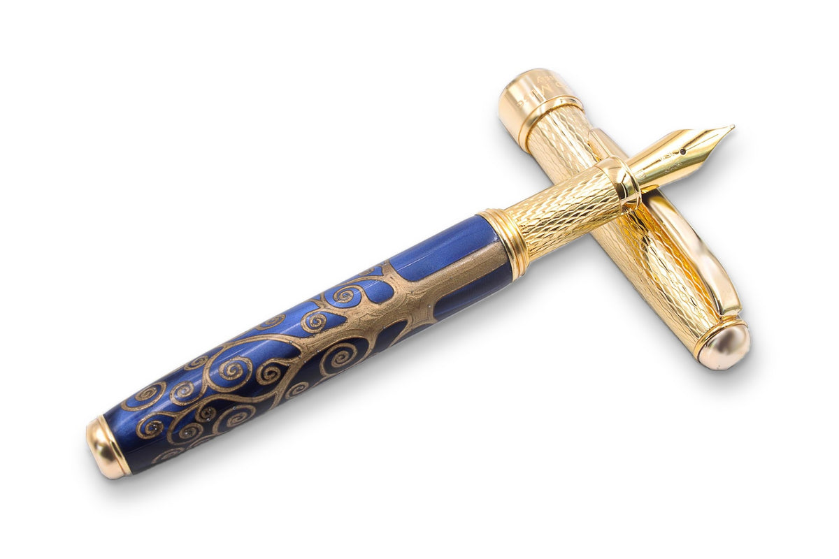 Gold and Blue Fountain Pen "Tree of Life"