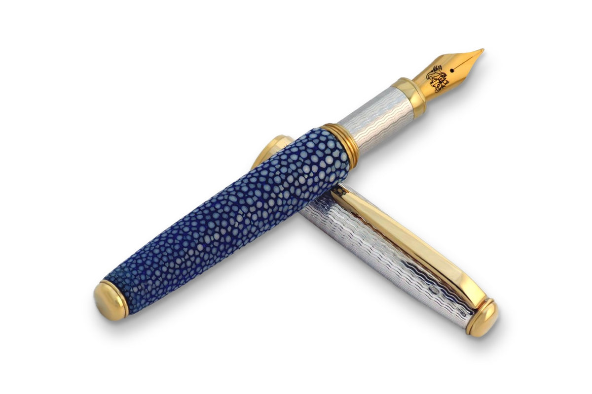 Silver and Blue Stingray Fountain Pen