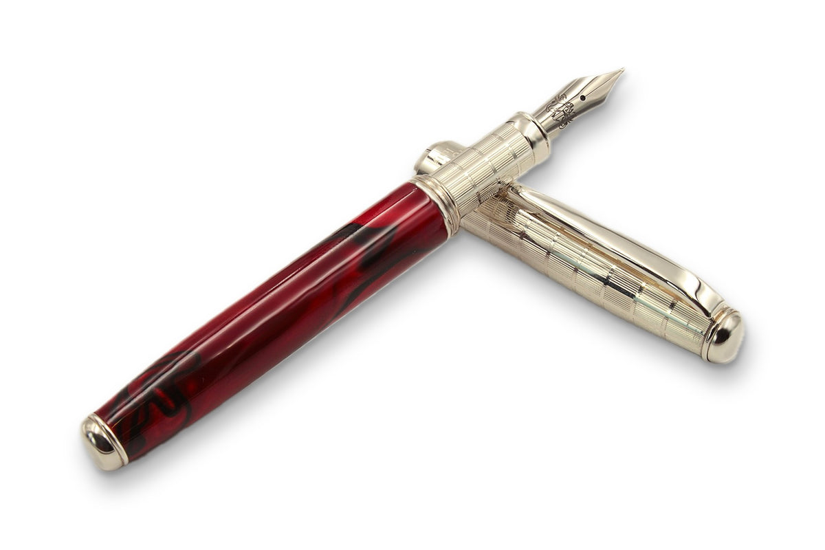 Fountain Pen Silver and Bordeaux