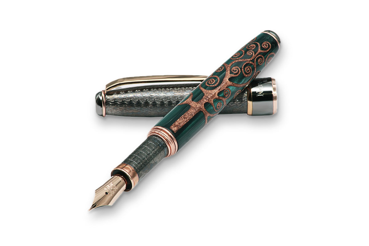 Green and Black Fountain Pen "Tree of Life"