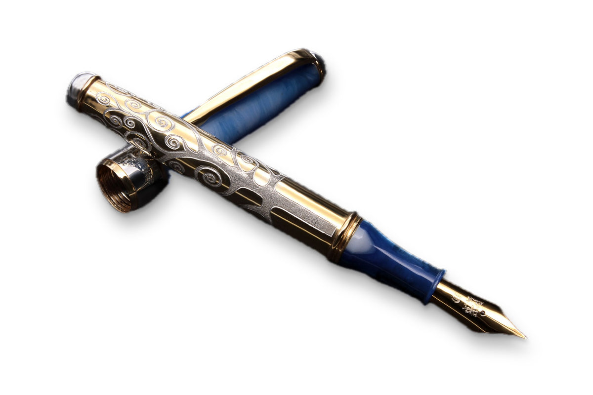 Blue and Gold Fountain Pen "Tree of Life"