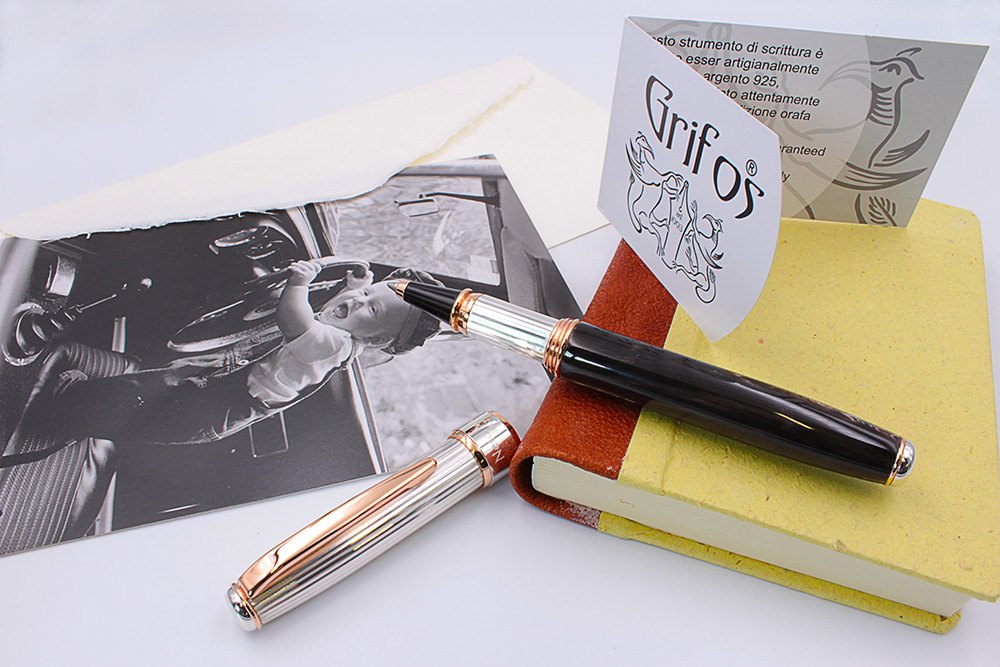 Stylo roller en argent et corne - Liocorno - vue 8