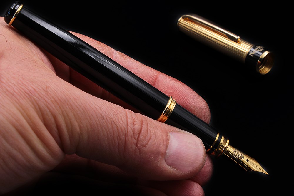 Penna Stilografica Lacca Nera e Oro Vermeil - vista 7
