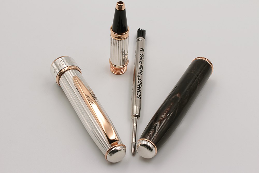 Stylo roller en argent et corne - Liocorno - vue 6