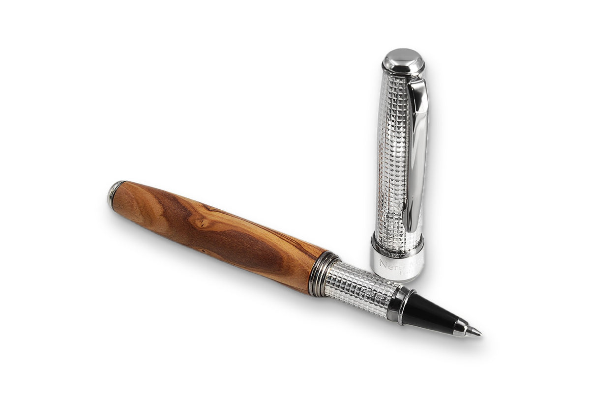 Olive and Silver Rollerball Pen