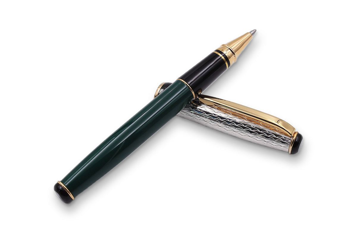 Silver and Green Lacquer Rollerball Pen