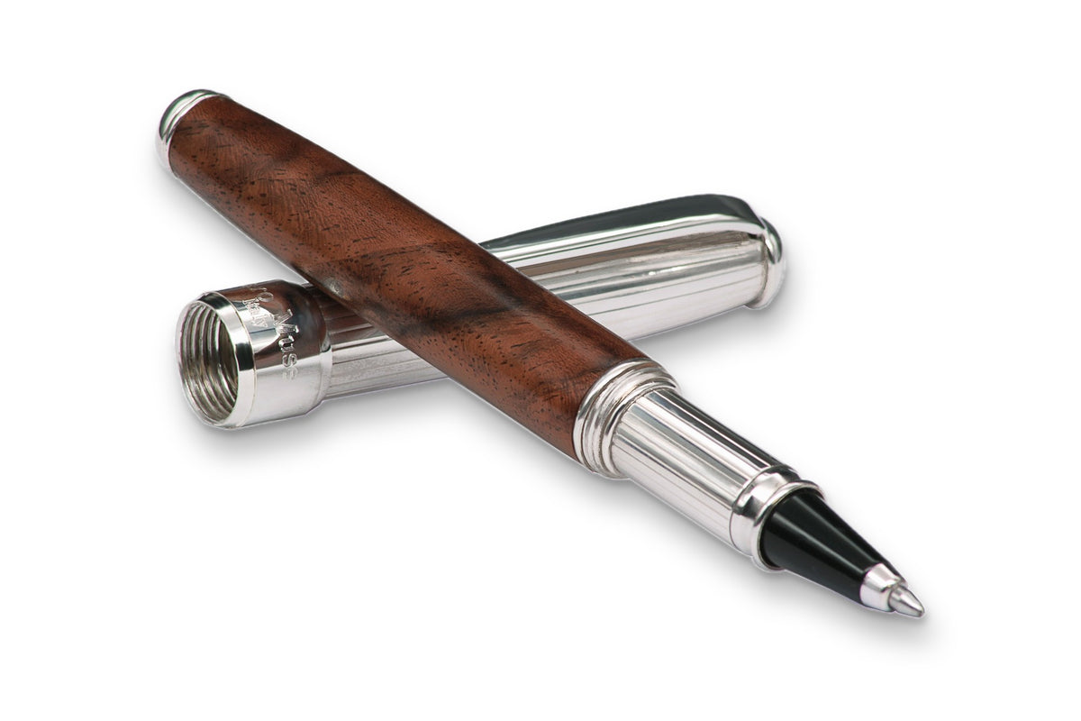 Silver and Walnut Wood Rollerball Pen