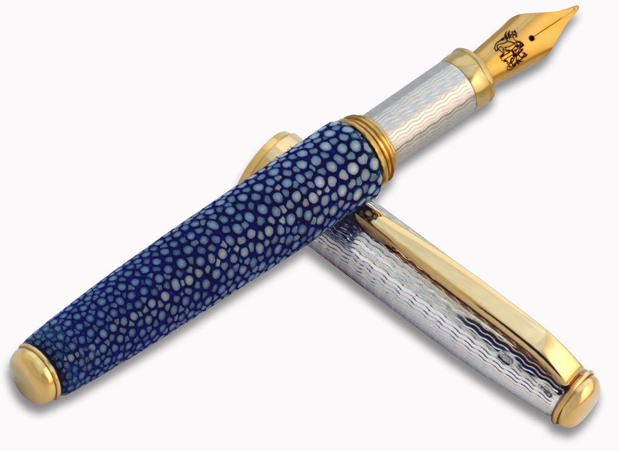 Silver and Blue Stingray Fountain Pen