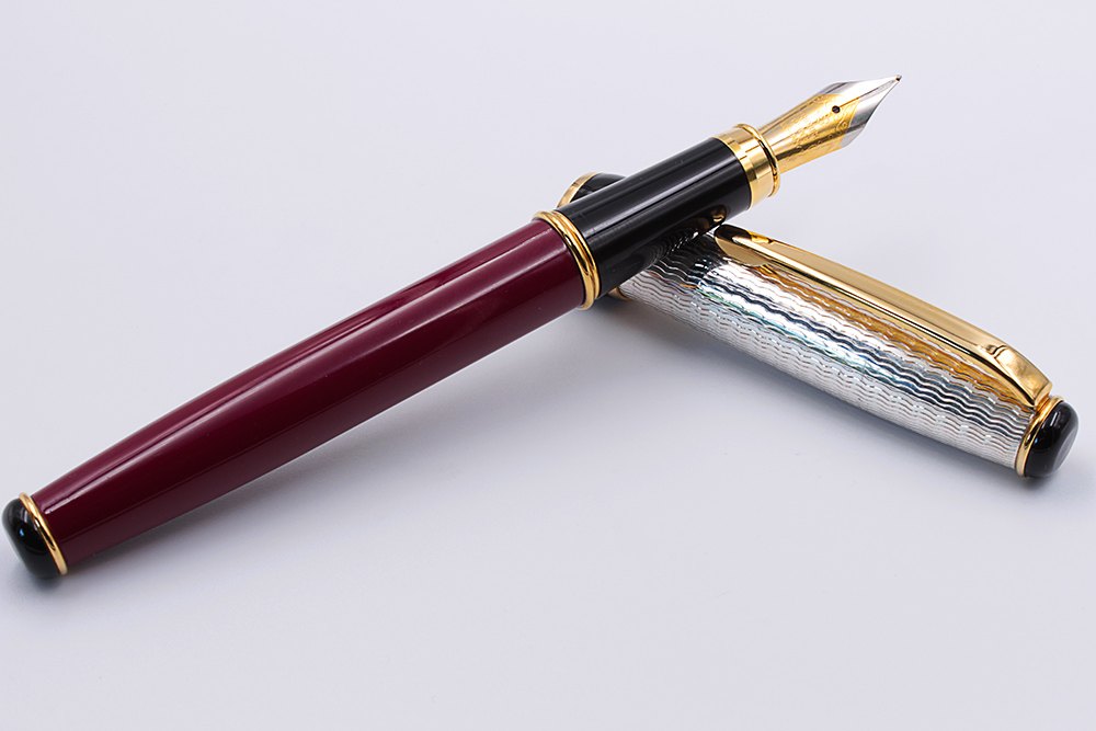 Penna Stilografica Argento e Lacca Bordeaux - vista 5