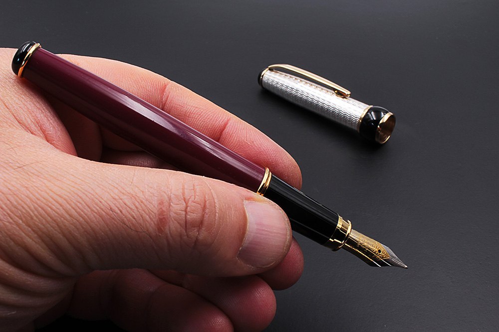 Penna Stilografica Argento e Lacca Bordeaux - vista 7