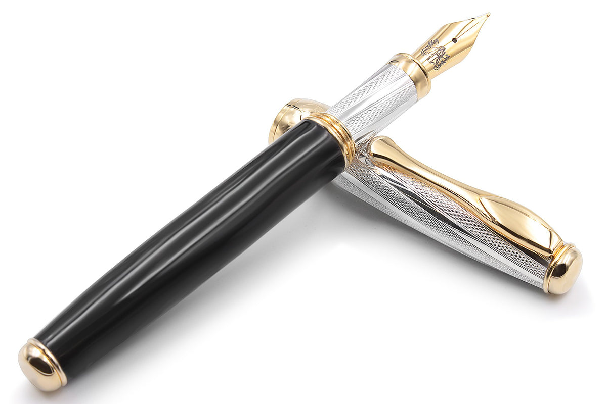 Silver and Horn Fountain Pen with Gold Accents - view 8