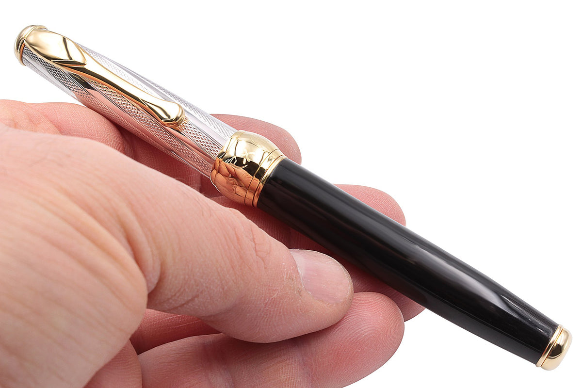 Silver and Horn Fountain Pen with Gold Accents - view 9