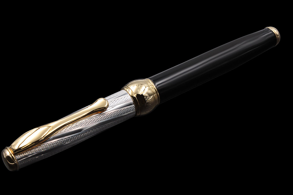 Silver and Horn Fountain Pen with Gold Accents - view 2