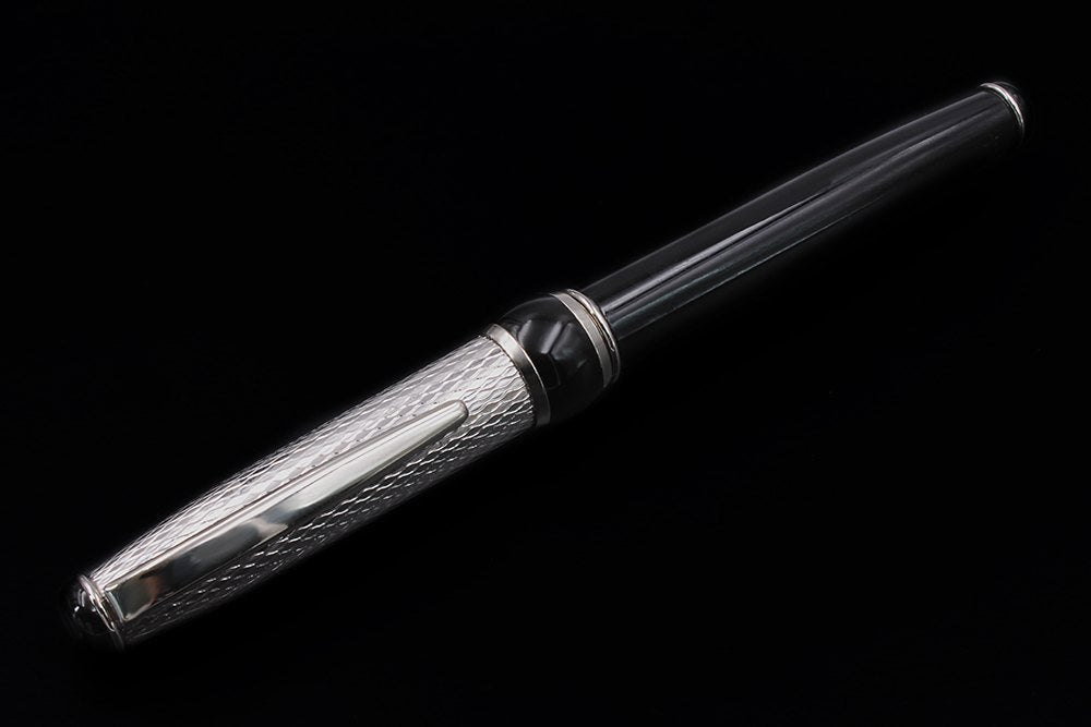 Penna Stilografica Argento e Lacca Nera - vista 7