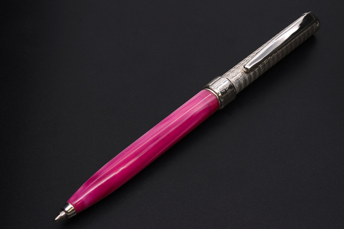 Stylo bille en argent et rose - vue 8