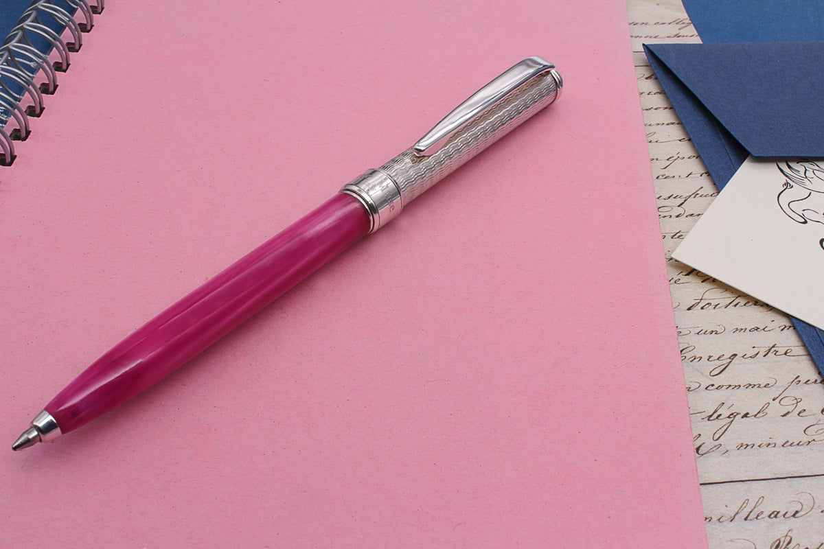 Stylo bille en argent et rose - vue 6