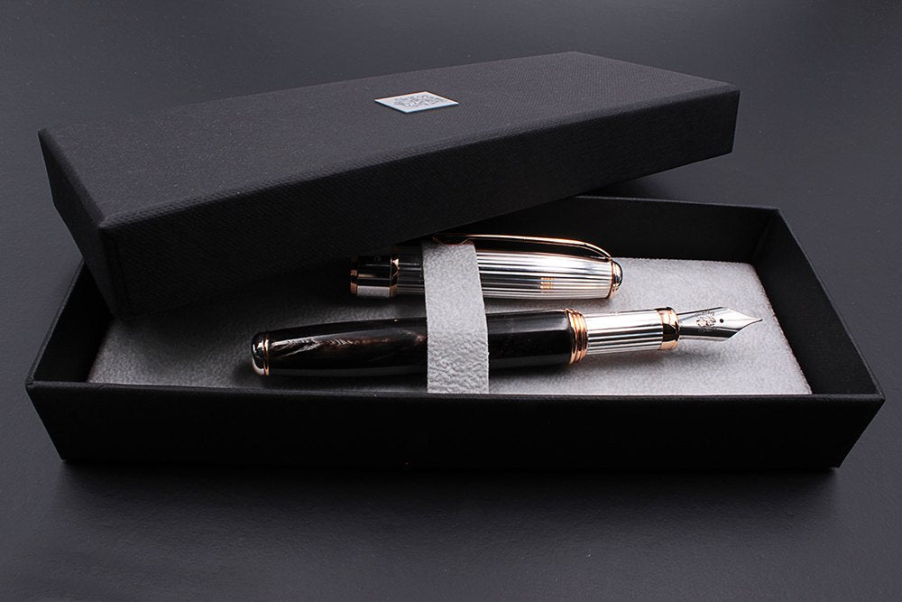 Füllfederhalter Silber und Horn - Liocorno - in der Geschenkbox