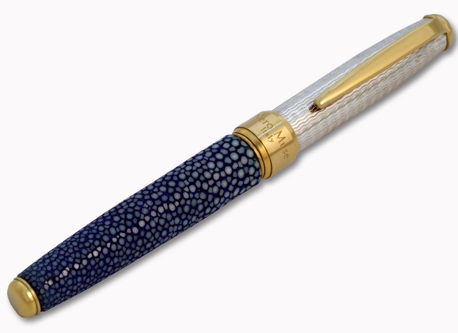 Silver and Blue Stingray Fountain Pen - view 2