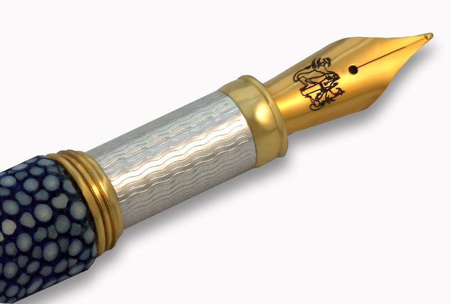 Silver and Blue Stingray Fountain Pen - view 4