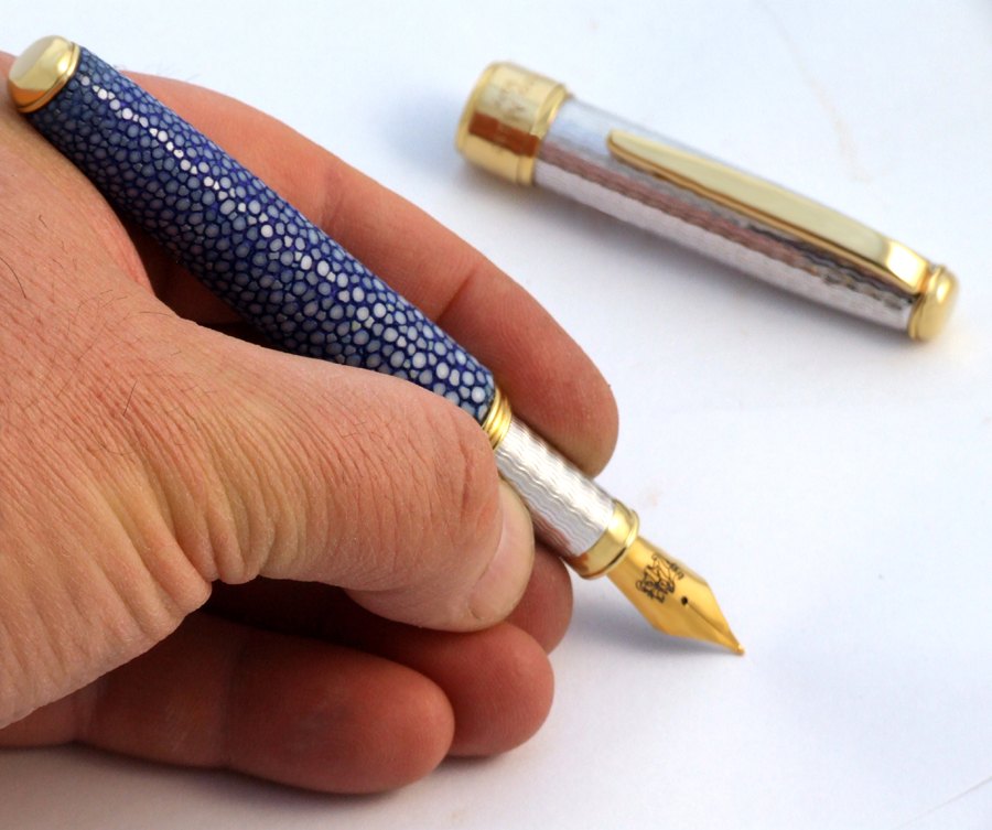 Silver and Blue Stingray Fountain Pen - view 5