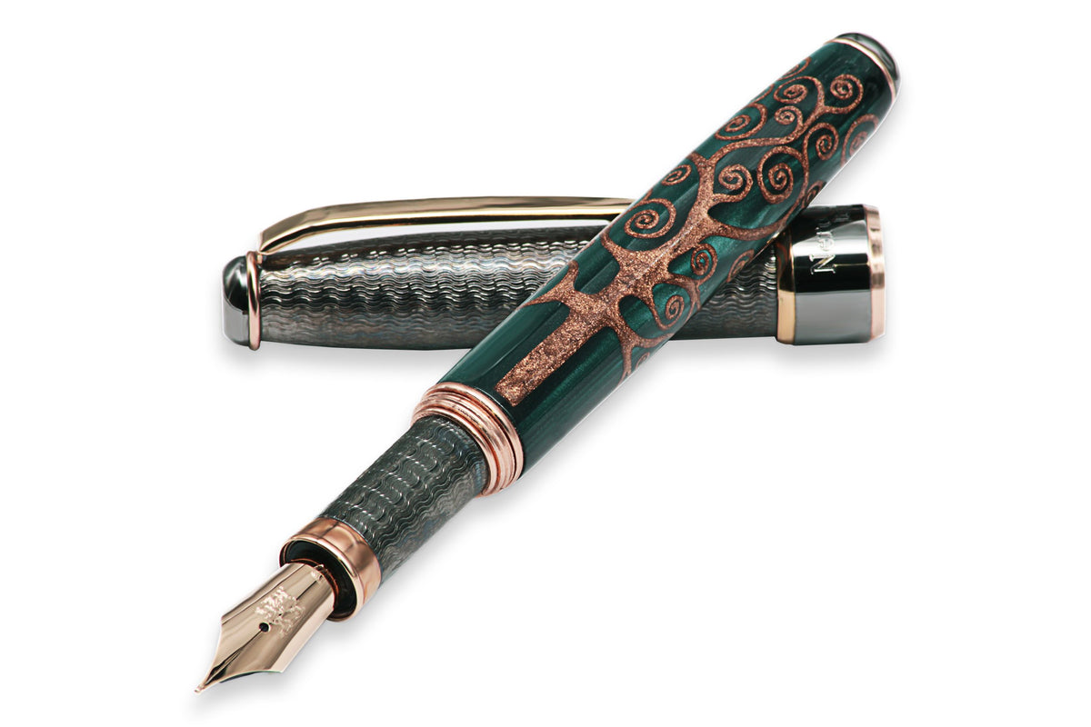 Green and Black Fountain Pen "Tree of Life"